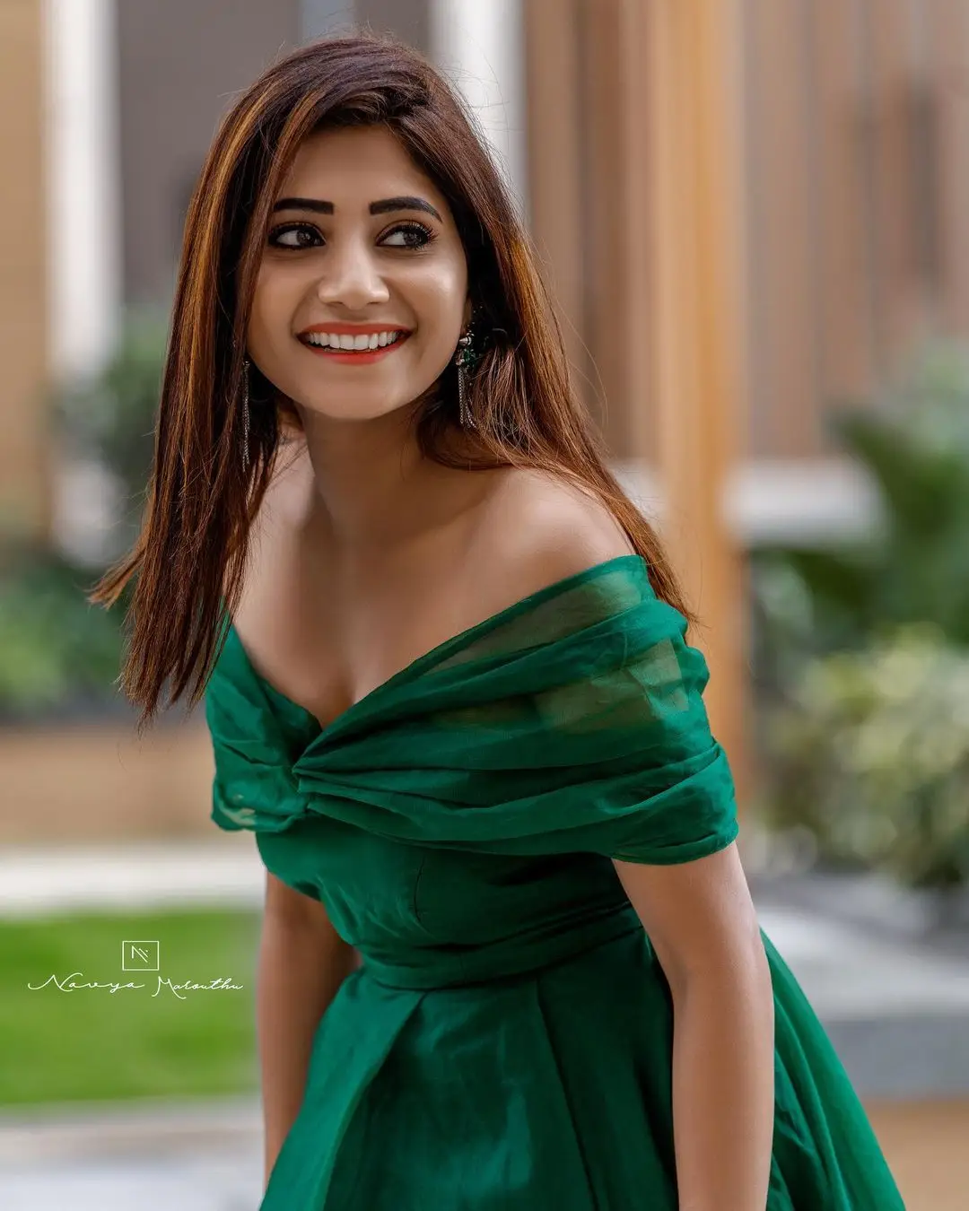 Vasanthi Krishnan Wearing Green Gown